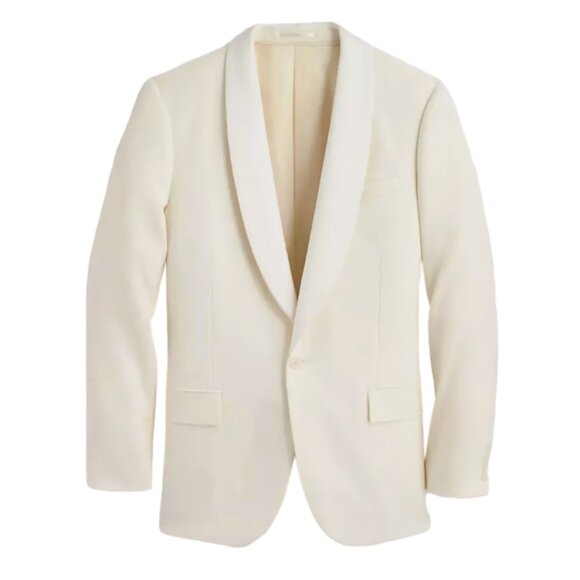NWT JCREW Ludlow Crosby Tuxedo Dinner Jacket Mens 40 R Cream Ivory Wool BQ478 - Picture 1 of 13